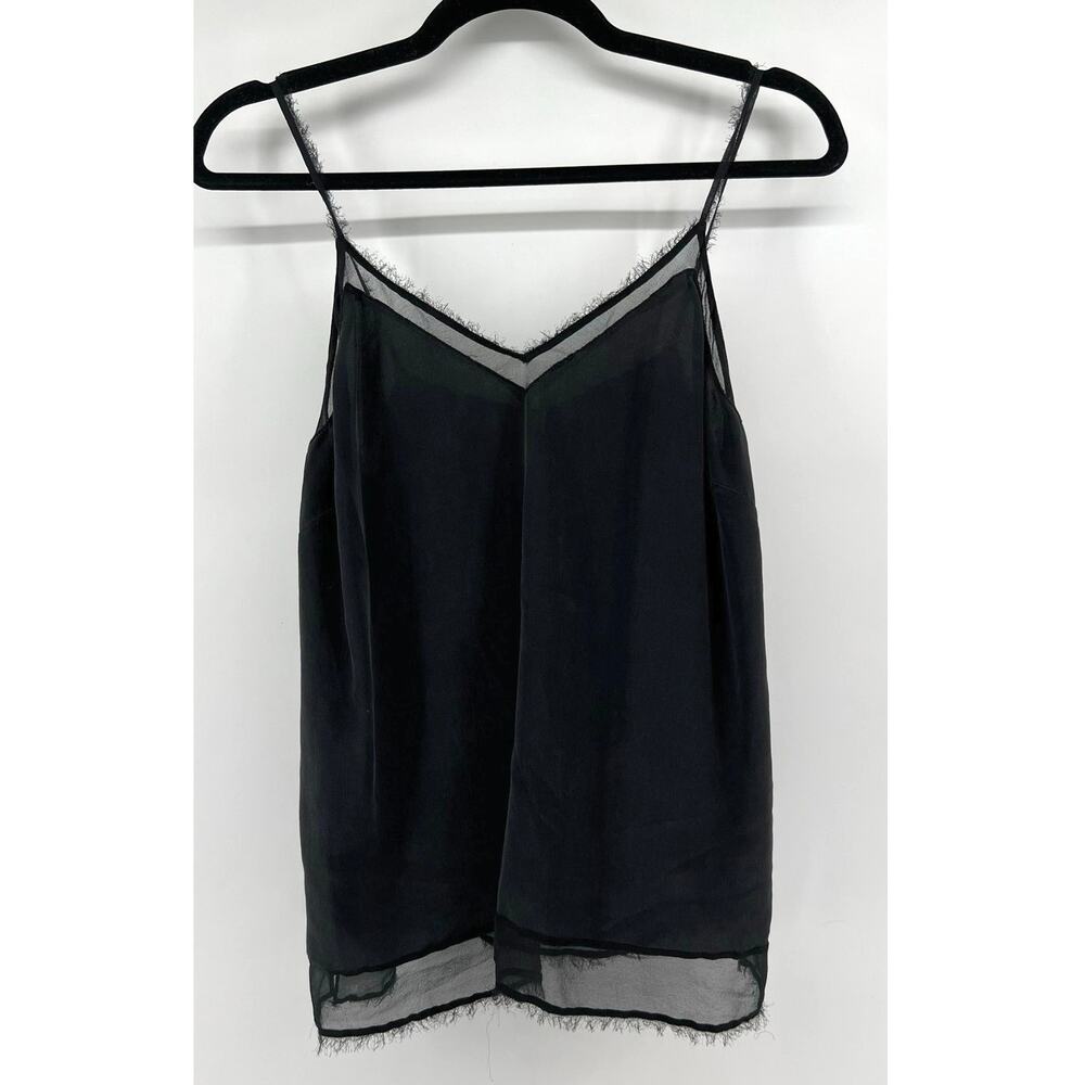 Elie Tahari Silk Camisole Women's Size S Black Raw Hem Elevated Basic Quiet Lux